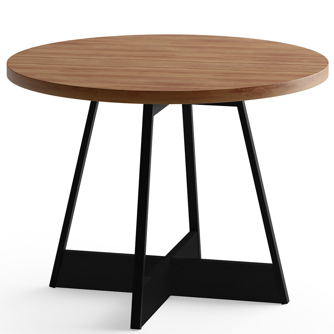 Mesa de Madeira Redonda Copa e Cozinha 4 Lugares Estrutura de Aço Vercelli Carraro 76x100x100cm