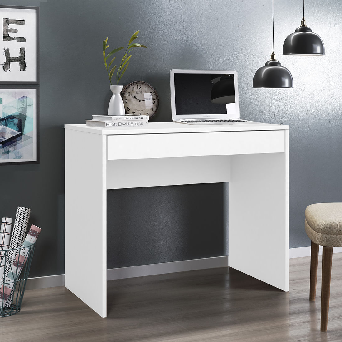 Escrivaninha Mesa Computador Compacta com Gaveta Central Ampla Demóbile Oslo 91x76x53cm