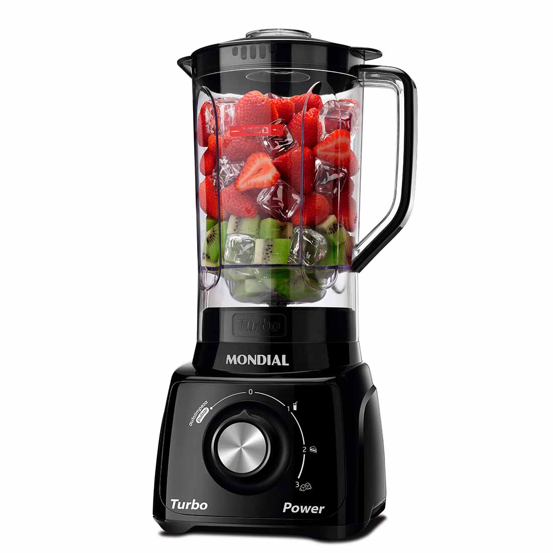 Liquidificador Portátil Mondial Turbo 1,6 Litros 3 Velocidades com Filtro 500W Power
