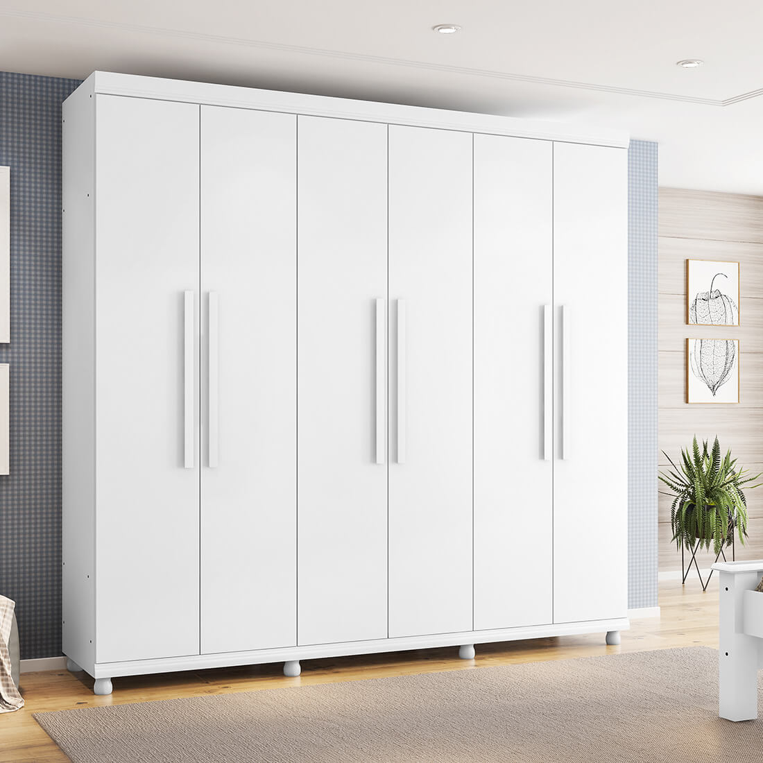 Guarda Roupa Casal 6 Portas 3 Gavetas 100% MDF Lisboa