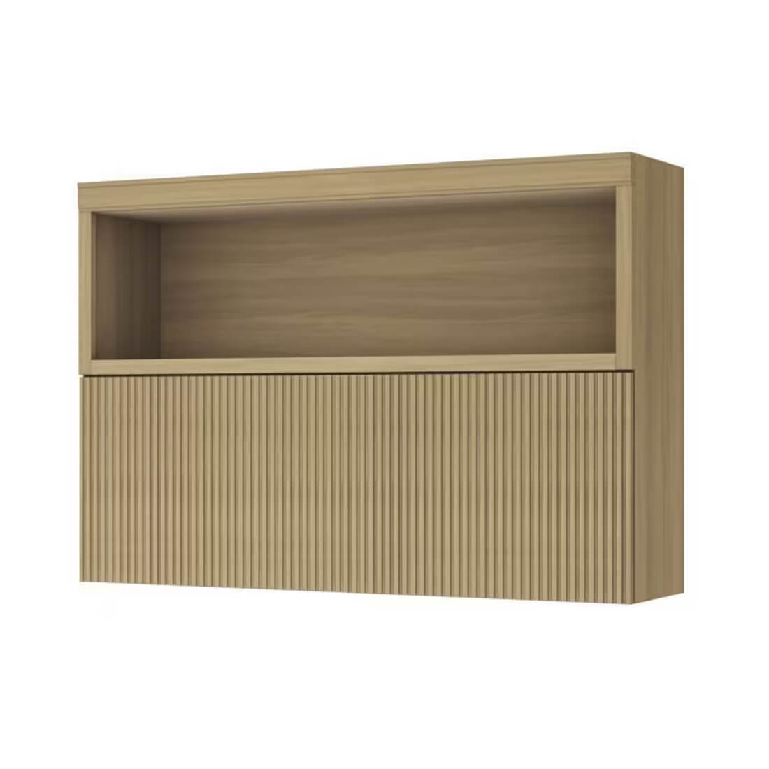 Armário de Cozinha Aéreo 1 Porta Detalhe Ripado 100% MDF Marquesa 120cm