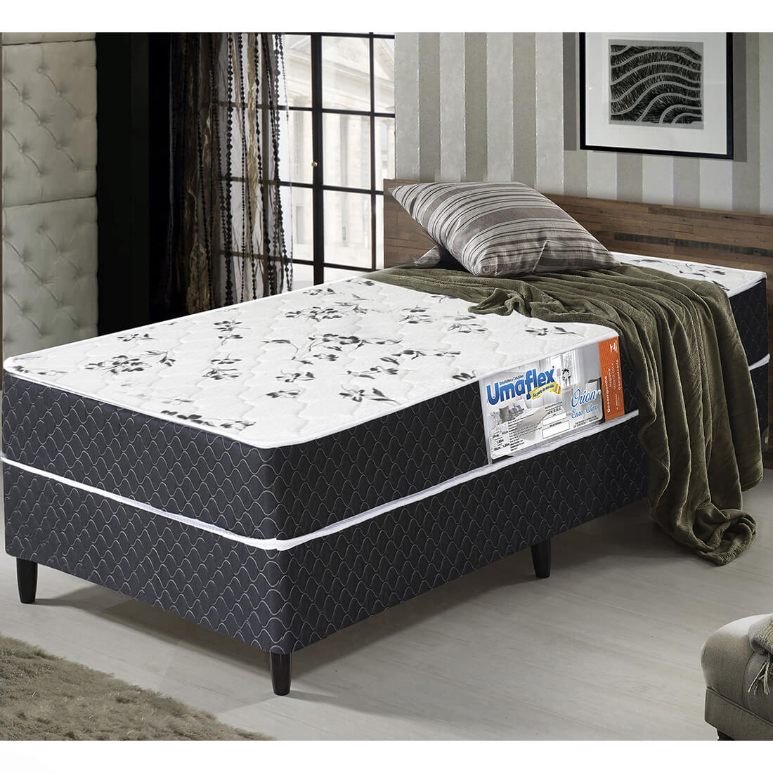 Cama Box Conjugada Solteiro com Espuma D28 Oryon 0,88m