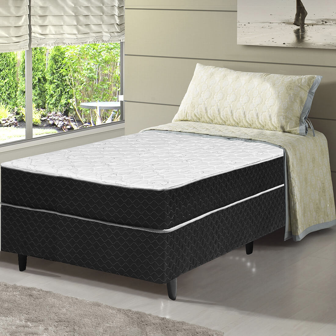 Cama Box Conjugada Solteiro com Molas Ensacadas Trento 0,88m