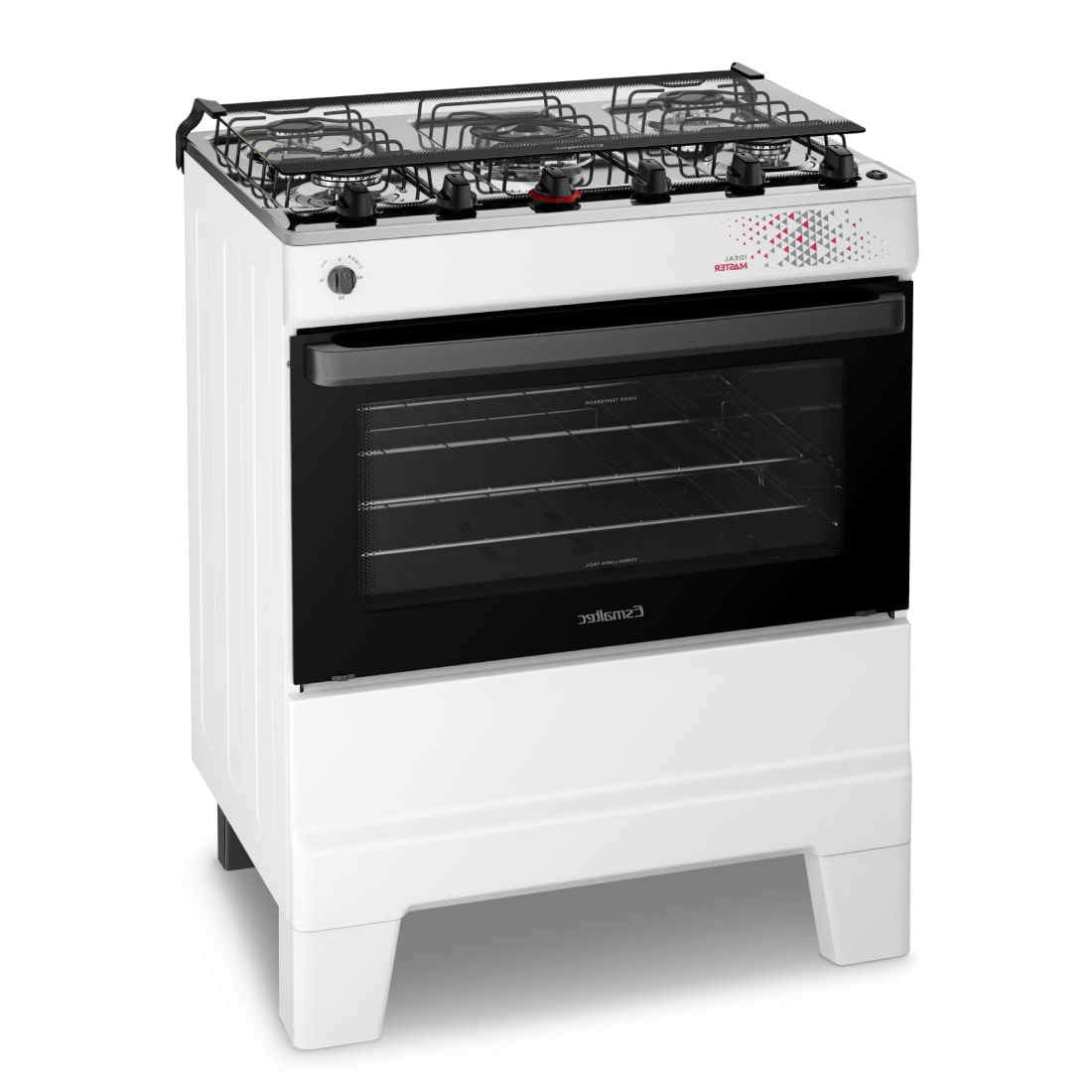 Fogão 5 Bocas Esmaltec de Piso Automático Mesa de Inox 84L Ideal Master