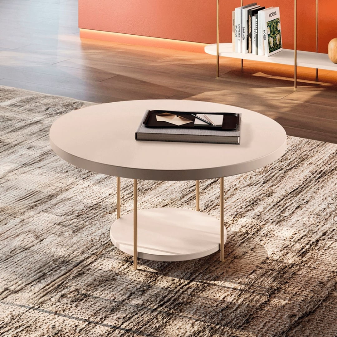 Mesa de Centro e Apoio Circular 100% MDF com Pés em Aço 30x60cm