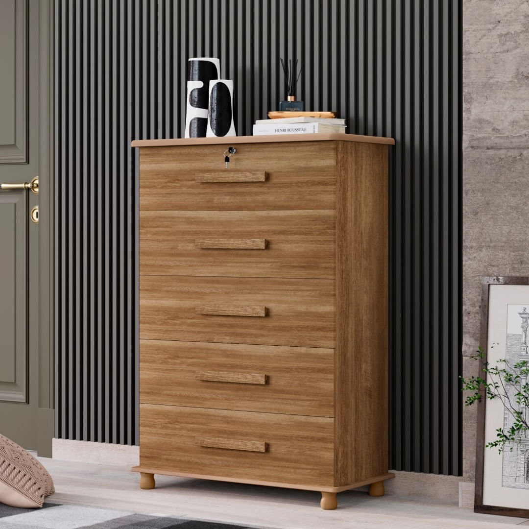 Cômoda 5 Gavetas com Chaveadura Pádua