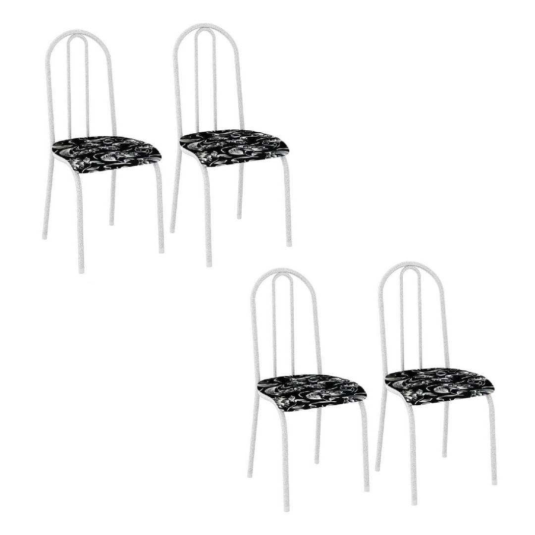 Conjunto de Cadeiras de Aço 4 Peças Copa e Cozinha Anticorrosivo Fabone Braga 94x36x38cm