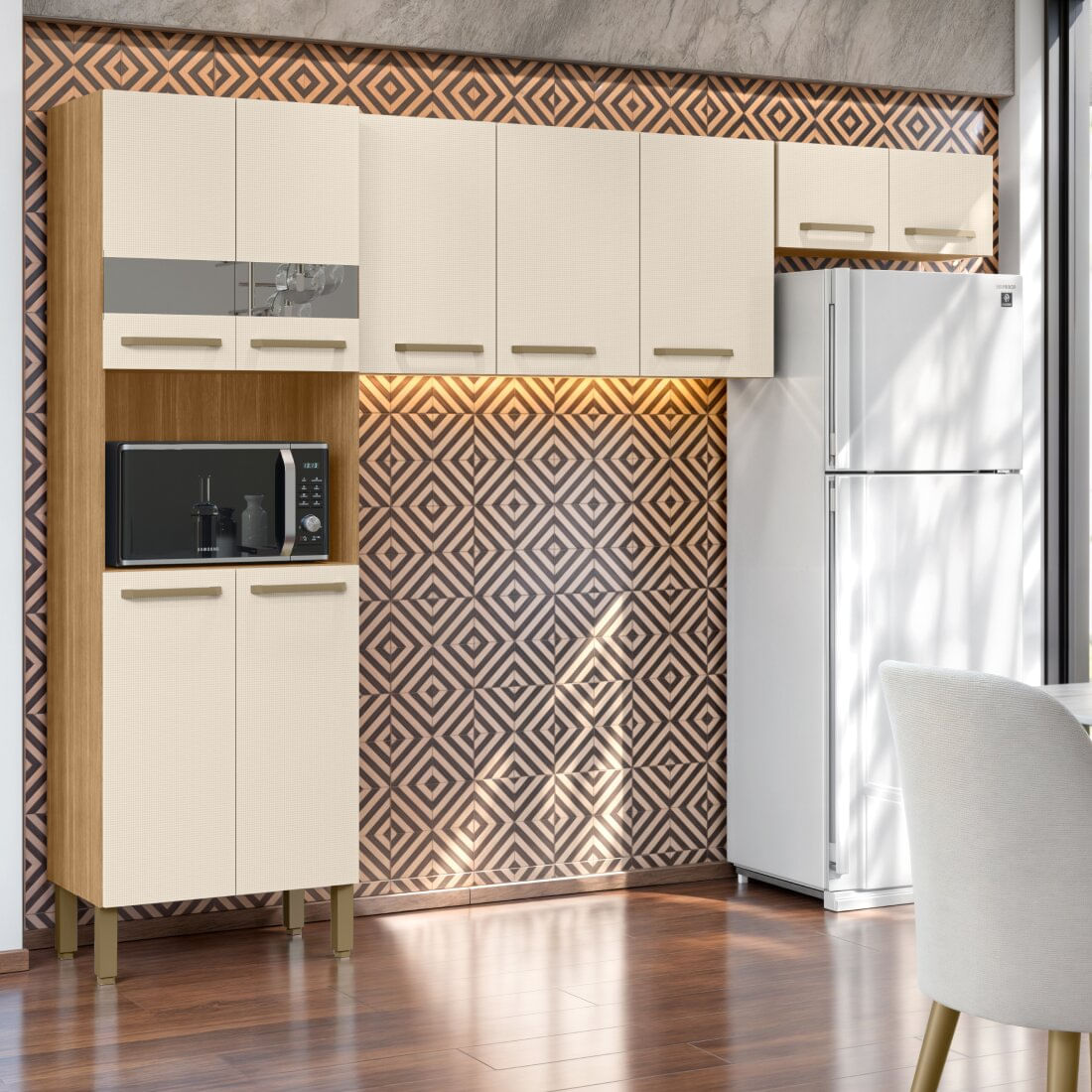 Armário de Cozinha Completa Toscana 9 Portas 100% MDF 250cm